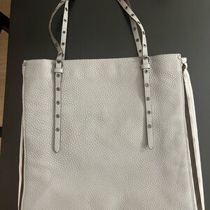 Gray Leather Tote Bag